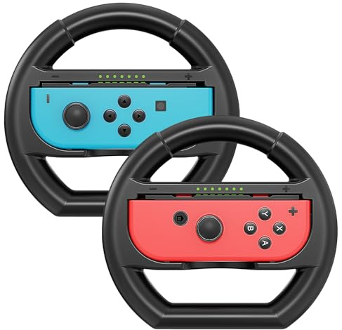 Deruitu 2 Packs Steering Wheels Compatible with Nintendo Switch & OLED Controller, Switch Racing Wheels Controller Accessories for Mario Kart 8 Deluxe