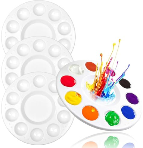 Farbpaletten, 4 Stück, mit 10 Mischfeldern, Universalpalette für DIY Kunst Malerei, Mischtabletten zum Malen von Farbtönen, für DIY Kunst Malerei, Farbmischpalette Malpalette, 6,3 in