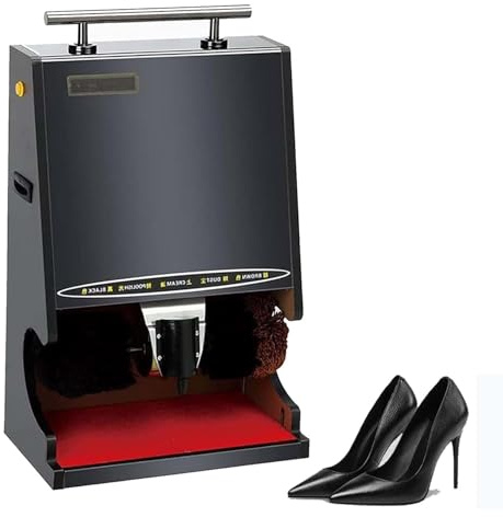 Macchina Per Lucidare Scarpe Automatica 1200W Professionale, Sensore Senza Mani, Doppia Spazzola Marrone e Nera, Serbatoio Cera Ricaricabile 150ml, Compatta per Hotel, Casa e Ufficio(Black)