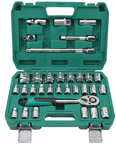 Klanata 1 2-Zoll-Ratschenschlüssel- und Steckschlüsselsatz – umschaltbare Ratsche mit 72 Zähnen und Steckschlüsseleinsätzen für die Reparatur von Kraftfahrzeugen und Motorrädern