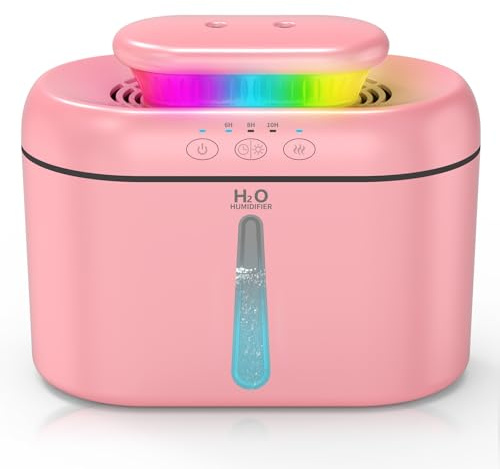 Humidifier for Bedroom, 2.5 L Room Air Humidifier Small with Night Light Portable Personal Desktop USB Humidifiers for Home Plants and Office Quiet Waterless Automatic Shut-Off, White