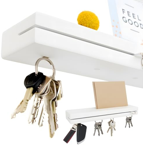 ASTREIN® | Schlüsselbrett Weiß | Magnetisches Schlüsselbrett | Schlüsselboard | Schlüsselhalter mit Ablage | Key Holder | Modern | Schlüsselaufbewahrung | Schlüsselhalter