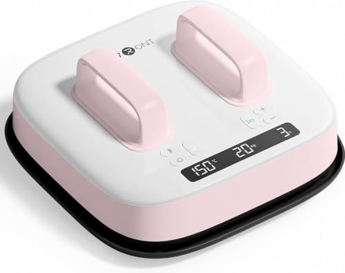 HTVRONT H10 Transferpresse, Heizpresse 25,4x25,4 cm für HTV(Rosa) | Dual-Griff, Schnell gleichmäßig heiß, Timer & Automatische Abschaltung, mit Druckanzeige für T-Shirts Stofftaschen, Kissen