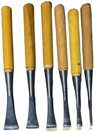 6pcs 0.5-3cm Size Woodwork Carving Knife Round Flat Cirle Dig Hole Spoon Chisel Hand Wood Knives Carpenter Tools(Shallow Circle)