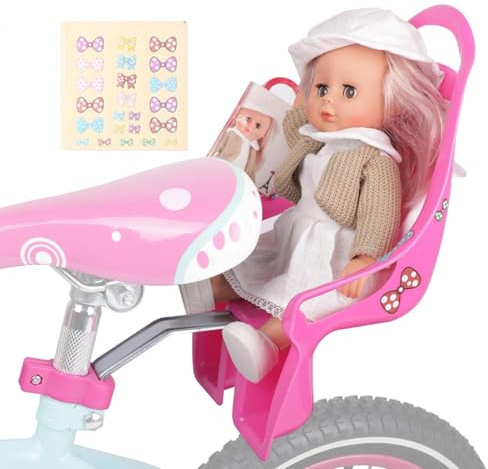 Kinderfahrrad Puppensitz Mit Aufkleber Kinderfahrrad Puppensitz Universal Doll Bike Seat ABS Puppenfahrradsitz Für Mädchenfahrräder, Babypuppen-Fahrradträger, Kinderfahrrads Zubehör Geschenke Für K