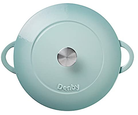 Denby - Pavilion Blue Cast Iron Casserole Dish Shallow - Dutch Oven, Oven Safe Pot, Enamelled - 30cm, 3.65L Capacity