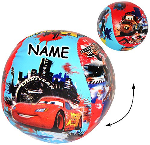 alles-meine.de GmbH 1 Stück Stoffball/Jonglierball/Softball - Cars - Lightning McQueen - incl. Name - Ø 10,5 cm - für Kinder - Ballspiel/Stoffbälle - Jonglieren/Mäd..