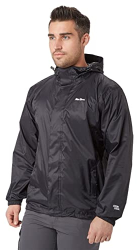 Peter Storm Men's Packable Waterproof Jacket with 2 Zipped Hand Pockets and Adjustable Hood, Pac A Mac, Rain Coat, Cagoule (UK, Alpha, L, Regular, Regular, Black)