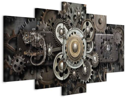 murando - Leinwandbild Steampunk Vintage, 200x100 cm, 5-teilig, Wohnzimmer | Hochwertige Leinwand, sofort aufhängbar, ideal fürs Wohn- oder Schlafzimmer, wasserfest und lichtecht, langlebig, stilvoll