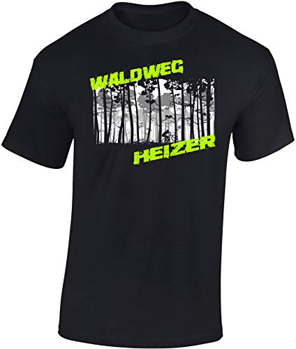 Baddery Fahrrad T-Shirt Herren - „Waldweg Heizer“ (Schwarz S)