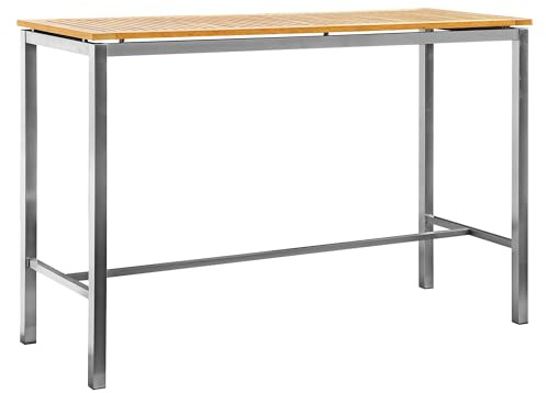 ASS ALEOS. Edelstahl Teak Bartisch 160x60 cm Holztisch Stehtisch Tisch Massive Ausführung A-Grade Teakholz MEXIKO
