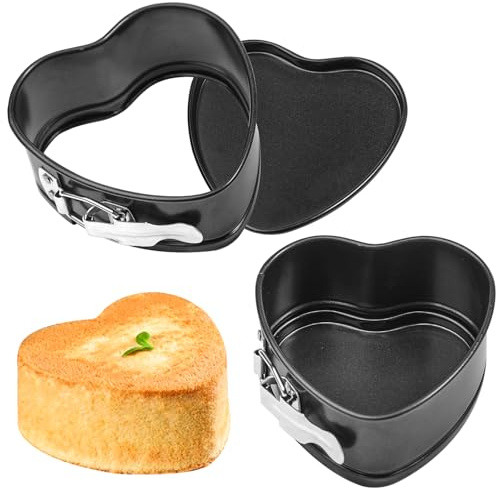 Webake Springform Pan 4 inch Heart Shape Mini Cheesecake Pan Set of 2, Cake Pan Heart Baking Molds Accessories of Instapot, Pressure Cooker, Air Fryer & Christmas, Valentine's Day Baking