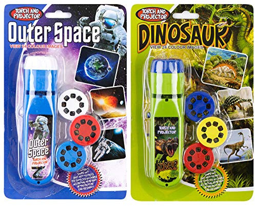 Georgie Porgy Children Projector Toys Educational Science Set Wall Ceiling Tent Torch Flashlight for Kids Gifts for Boys Girls (Outer Space + Dinosaur)