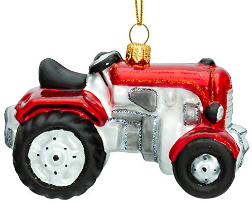 SIKORA Traktor besondere Weihnachtskugel Glas Christbaumschmuck Deko Figur Weihnachten Anhänger Ornament - Meisterstücke - BS723