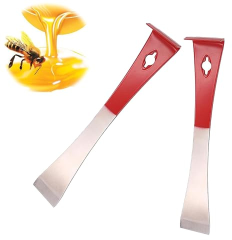 Ltsbaed Raschietto Apicoltori in Acciaio Inossidabile Strumento Alveare Raschietto Strumento di Apicoltura Raschietto Strumento Alveare in Acciaio Inox per alveari Attrezzatura Rosso Argento 2 Pezzi