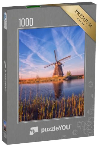 puzzleYOU: Puzzle 1000 Teile „Wunderschöne Windmühle im Sonnenuntergang, Niederlande“ – aus der Puzzle-Kollektion Holland