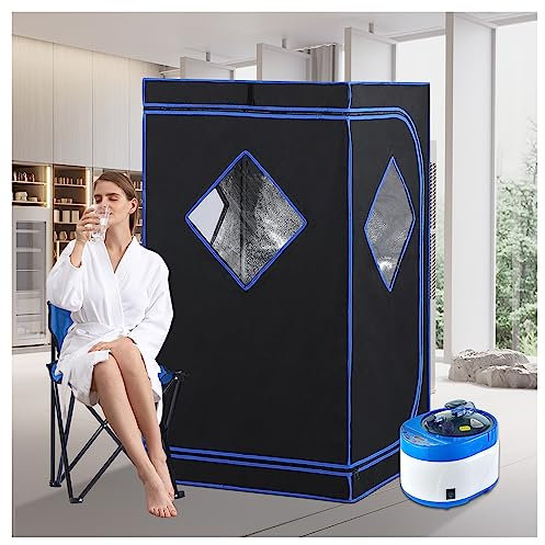 ZONEMEL Kit de sauna de vapor portátil de tamaño completo, spa personal de cuerpo completo para desintoxicación, relajación, vaporizador de 4 litros y 1500 W, control remoto, temporizador, silla