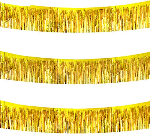 TONIFUL 3-Pakete Metallic Folie Fringe Girlande Gold Wand Hängende Lametta Fringe Banner für Auto Parade Schwimmt Brautdusche Hochzeit Geburtstag Oster Graduation