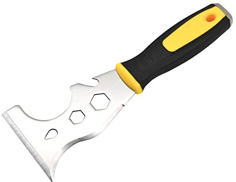 Paint Scraper Tool, Stainless Steel Painters Tool, 13-in-1 Window Wall Scraper, Professional Decorating Paint Tin Opener Tools, Multitool for Wallpaper Drywall Decals Removal Painting