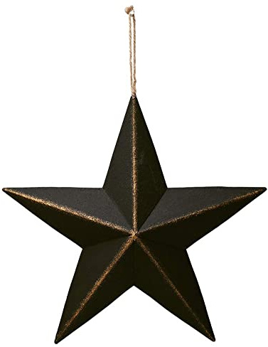 Linfevisi Metal Barn Star Wall Decor Dimensional 3D Hanging Rustic Texas Star Ornament Wall Art Decoration Outdoor Indoor Home Country Farmhouse Style (Black 12'')