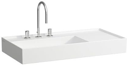 LAUFEN Kartell Aufsatzwaschtisch, Ablage rechts, 2 Hahnlöcher, ohne Überlauf, 900x460mm, H8183387168151, Farbe: Schwarz Matt