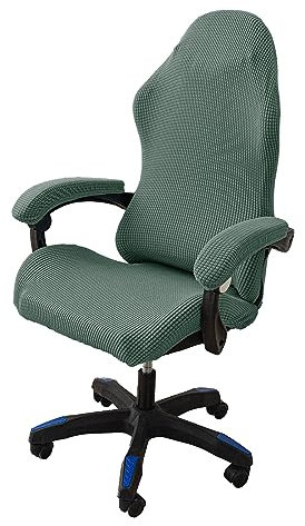 Funda Silla Gaming Elásticas con Brazos 4 Piezas Ajustables,Funda Ergonómicas para Silla de Juegos de Oficina,Funda de Sillas Gamer Racing Protectora Lavable Extraíble,No Incluye Sillas,Verde Oscuro