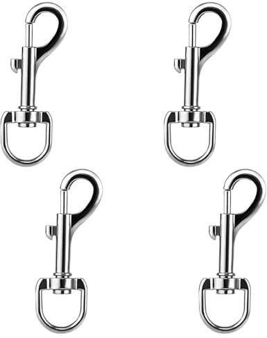 NQEUEPN 4pcs Flagpole Rope Flag Clips, Zinc Alloy Metal Collar Swivel Hooks, Silver Joints Trigger Snap Hooks Heavy Duty for Pet Buckles Key Chains Carabiner Hooks