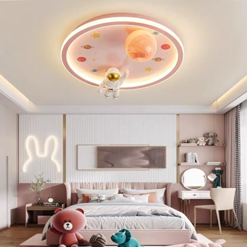RuiRfh Plafonnier intérieur dessin animé restaurant lampe LED Lampe plafond dimmable lampe de chambre d'enfant verre planète design abat-jour chambre 3000K-6500K chambre de bébé salon applique décorat