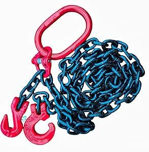 Forstkette Rückekette Chokerkette 8mm 4000daN Forsthaken Aufhängering Gütekl.:8 schwarz Kette nach EN818-2 hochfest und geprüft (2m FK4)
