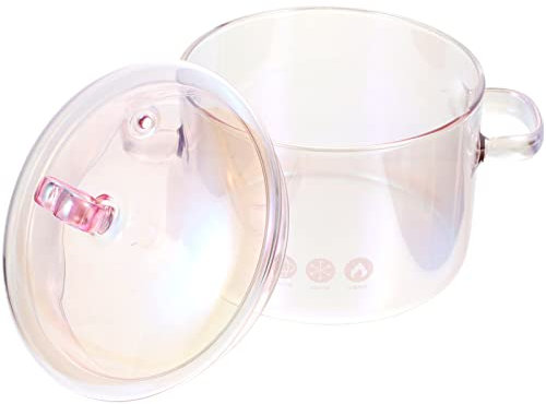 Kochtopf Borosilikat-Kochtopf Topf mit Deckel und Griff Kochtopf Schmortopf Potpourri for Ramen Nudelsuppe Milch Gemüse 1400ml