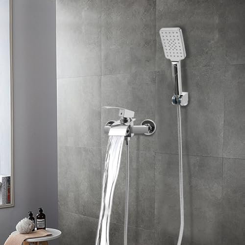 Biniliubi - Grifo de ducha para ducha con grifo de pared, columna antical, casa moderna, mezclador cromado, cuartos de baño, duchas, ducha, ahorro de agua de alta presión