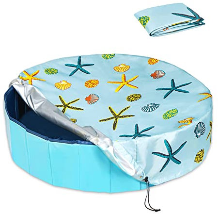 Ladadee Faltbare runde Hunde-Schwimmbadabdeckung, für 81,3 cm/160 cm/121,9 cm faltbare Außenwanne, PVC-Beschichtung, wasserdicht und UV-Schutz, auslaufsicher, waschbar, Kiddie Pet Small Paddling Bath