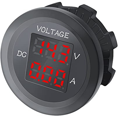 Yheonver Voltmetro Digitale Un LED per Auto DC 12V / 24V LED Dual Voltmetro Amperometro Indicatore di Tensione per Barca Auto Universale Impermeabile Rosso