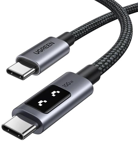 UGREEN Uno USB C to USB C Cable 100W Fast Charging Cable Type C Charging Cord with LED Display for iPhone 17/17 Air/17 Pro/17 Pro Max/16, MacBook Pro/Air, iPad Pro/Air, Galaxy S25 Ultra 10FT Black