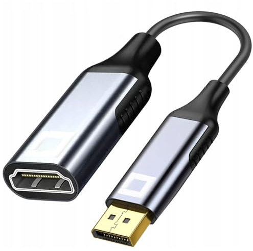 Co2 DisplayPort DP vers HDMI 2.0 4K/60Hz, 2K/240Hz, Full HD, Dynamic HDR DSC 3D HDCP 2.2 FEC, Plug & Play, 18 Gbps, câble unidirectionnel, Aluminium Space Gray (4K)