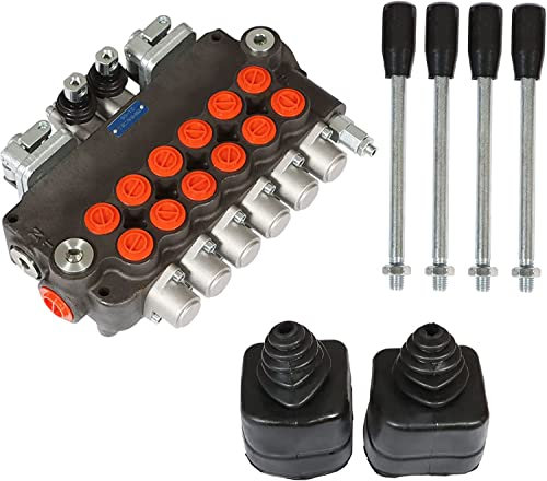 Válvula de control de joystick direccional hidráulica - 6 carretes 21 gpm 3625 psi puertos sae válvula hidráulica de doble acción con 2 joystick para tractores cargadores tanques cargadores cortador