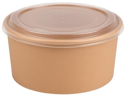 Arredo Chef – Bol Salade Kraft 1000 ml Couvercle PP – Lot de 50 – Étanche et Résistant – Idéal Restaurant, Traiteur, Vente à Emporter – Micro-ondable
