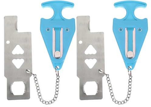 PATIKIL Hotel Door Lock, 2 Pack Heavy Duty Extra Lock for Additional Privacy and Safety Perfect for Traveling Hotel Home Apartment Double Hole Blue