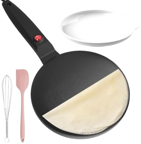 lyanny Crepiera Elettrica, Crepiera Istantanea con Manico Antiaderente, Crepiera Elettrica Istantanea Antiaderente da 20 cm, Controllo Automatico della Temperatura, Facile Pulizia