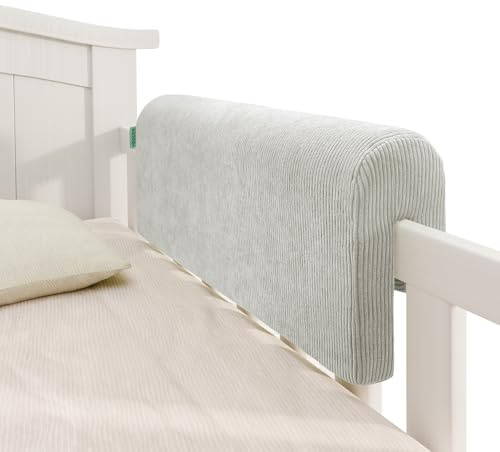 AEOCOO Barandilla de cama portátil para niños pequeños, parachoques de cuna para cama de niños pequeños con funda lavable, tamaño 35.4 x 5.5 x 11.8 pulgadas, gris