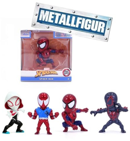 Jada Toys Spider-Man Figur (1 Stück) - 1 von 4 Marvel Sammelfiguren aus Metall für Fans und Kinder ab 8 Jahre, Welle 4, Auswahl per Zufallslos, je ca. 6,5 cm