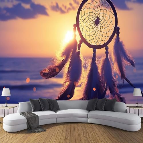 JEDTAKCT Papier Peint Panoramique 3D Paysage De Coucher De Soleil 300X210Cm Attrape-Rêves Vintage Nature Tapisserie Papier Peint Pour Chambre Salon Chambre Décoration Murale Mural