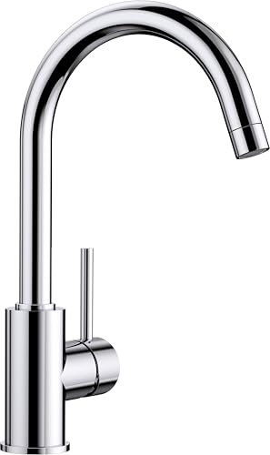 BLANCO Mida EcoFlow | Kitchen Mixer tap in Chrome | High Pressure | Compact C-Shaped spout | Eco 6 l/min Flow | Ø35 mm tap Hole | 700 mm Flexible connectors | Ergonomic Control Lever
