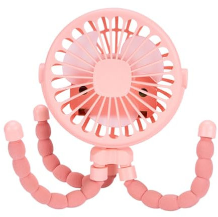 Wrtysully Mini Ventilador Silencioso, Recargable por USB, Portátil, Rosa, 3 Velocidades, Ajustable, con Función de Iluminación, para Asiento de Coche, Cochecito
