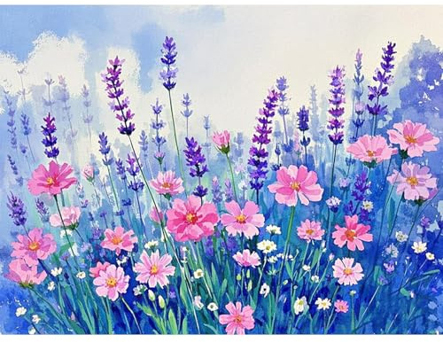 SHEGZHUC Diamond Painting per adulti, fiori lilla, 40 x 30 cm, decorazione da parete per camera da letto, soggiorno