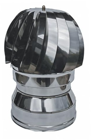 Comignolo Capello Eolico Coibentato Doppia Parete in Lana di Roccia -in Acciaio Inox AISI 304 BA SP. 5/10 – per Camini (Ø160-200 mm)