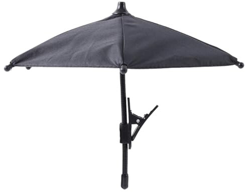 Gadget Rain Shield Umbrella - Phone Sun Shade Umbrella Stand, 360° Rotating Clip Holder Mount | Desktop Shade Cover for Mobile Device Outdoor Travel Trip Picnic Beach Vacation Car Table Accessory