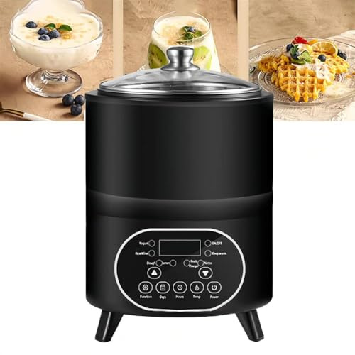 TUPOSTAR Yogurtera Comercial De 8/12 L, MáQuina De FermentacióN De Masa, Control De Tiempo Y Temperatura Ajustables, para Ajo, Natto, Encurtidos Y Vino De Arroz Dulce,Negro,8L