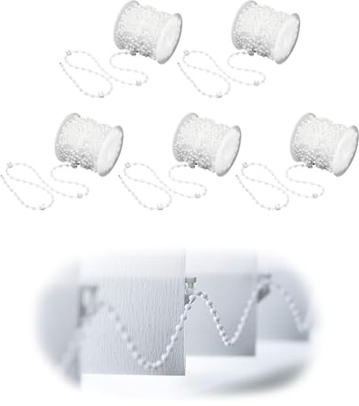 SEESUNO 5 Rolls Vertical Blind Chain, 10m 100 Clips Vertical Blinds Chains for Home Repair and Diy