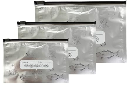 WACCOMT Pack Sacs Aluminium Réutilisables Congélateur, Petits, 20x13cm | 20 Pièces, Fermeture à Glissière, Sacs en Mylar, Conservation Viande et Fruits de Mer